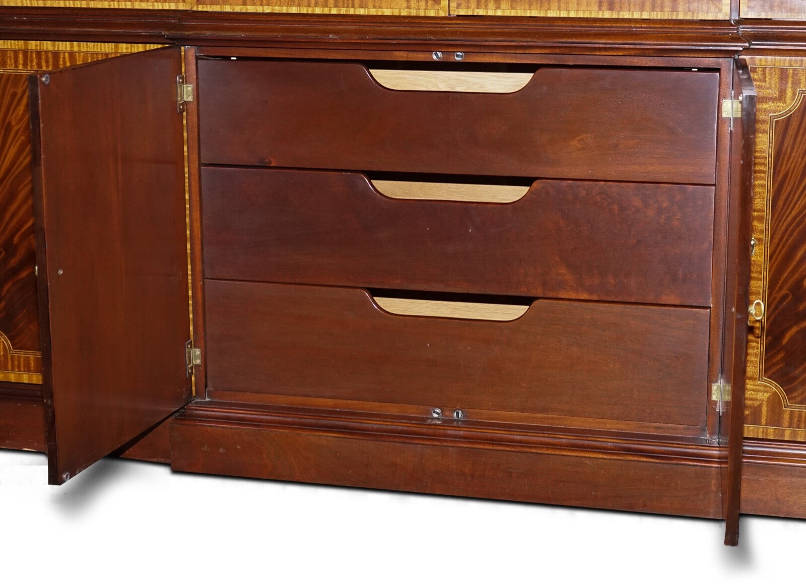 LARGE GEORGIAN STYLE MAHOGANY BREAKFRONT BOOKCASE COUNCILL FURNITURE