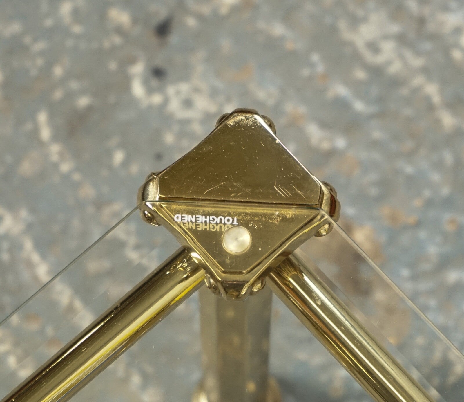 SET OF 1970'S HOLLYWOOD REGENCY GOLDEN BRASS GLASS NEST OF TABLES SIDE TABLE  J1