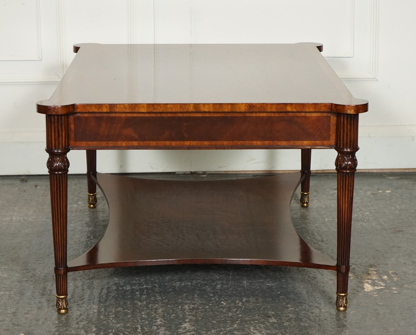 REGENCY STYLE COFFEE TABLE WITH FOUR DRAWERS BRASS FEET