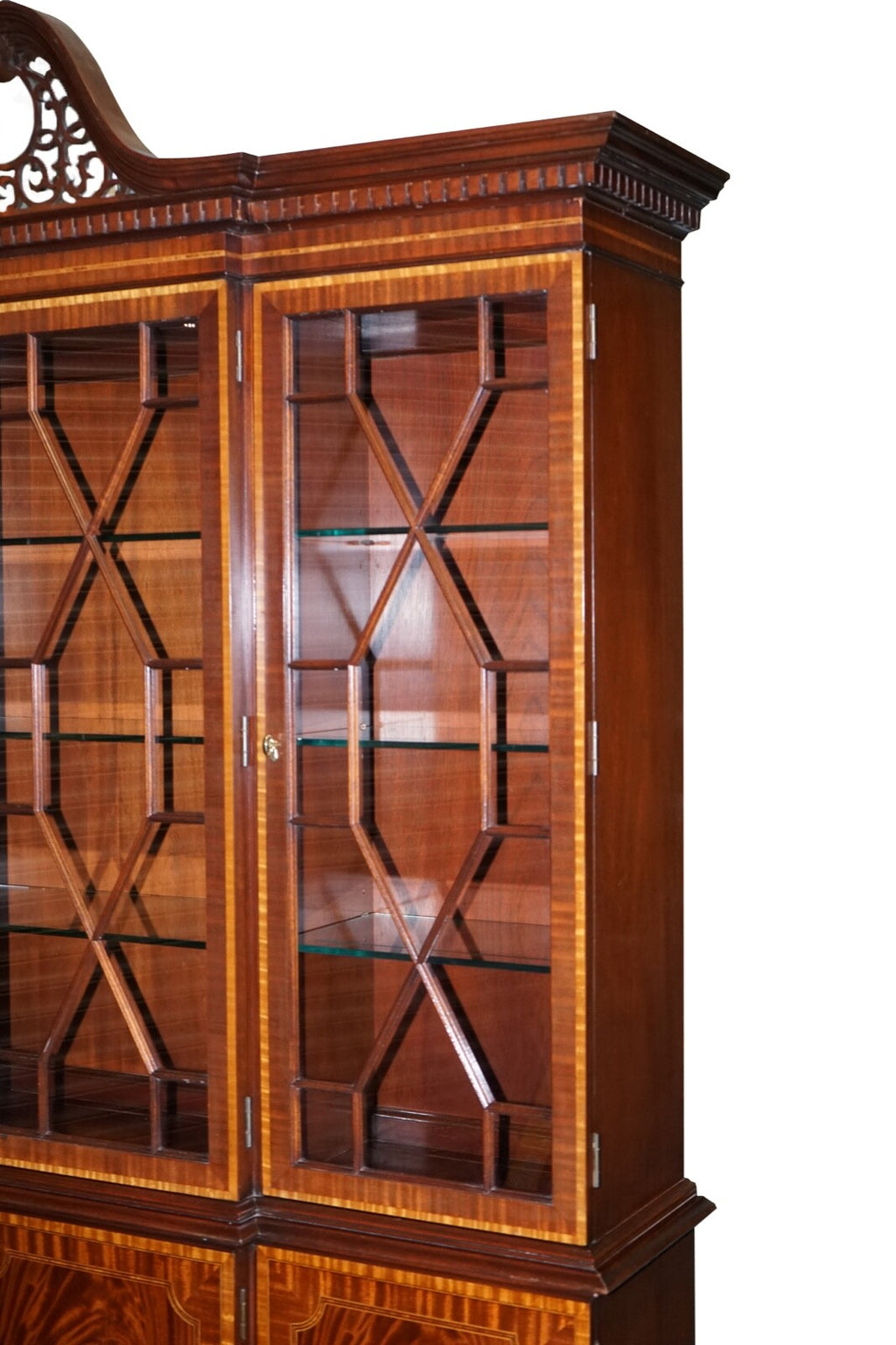 LARGE GEORGIAN STYLE MAHOGANY BREAKFRONT BOOKCASE COUNCILL FURNITURE