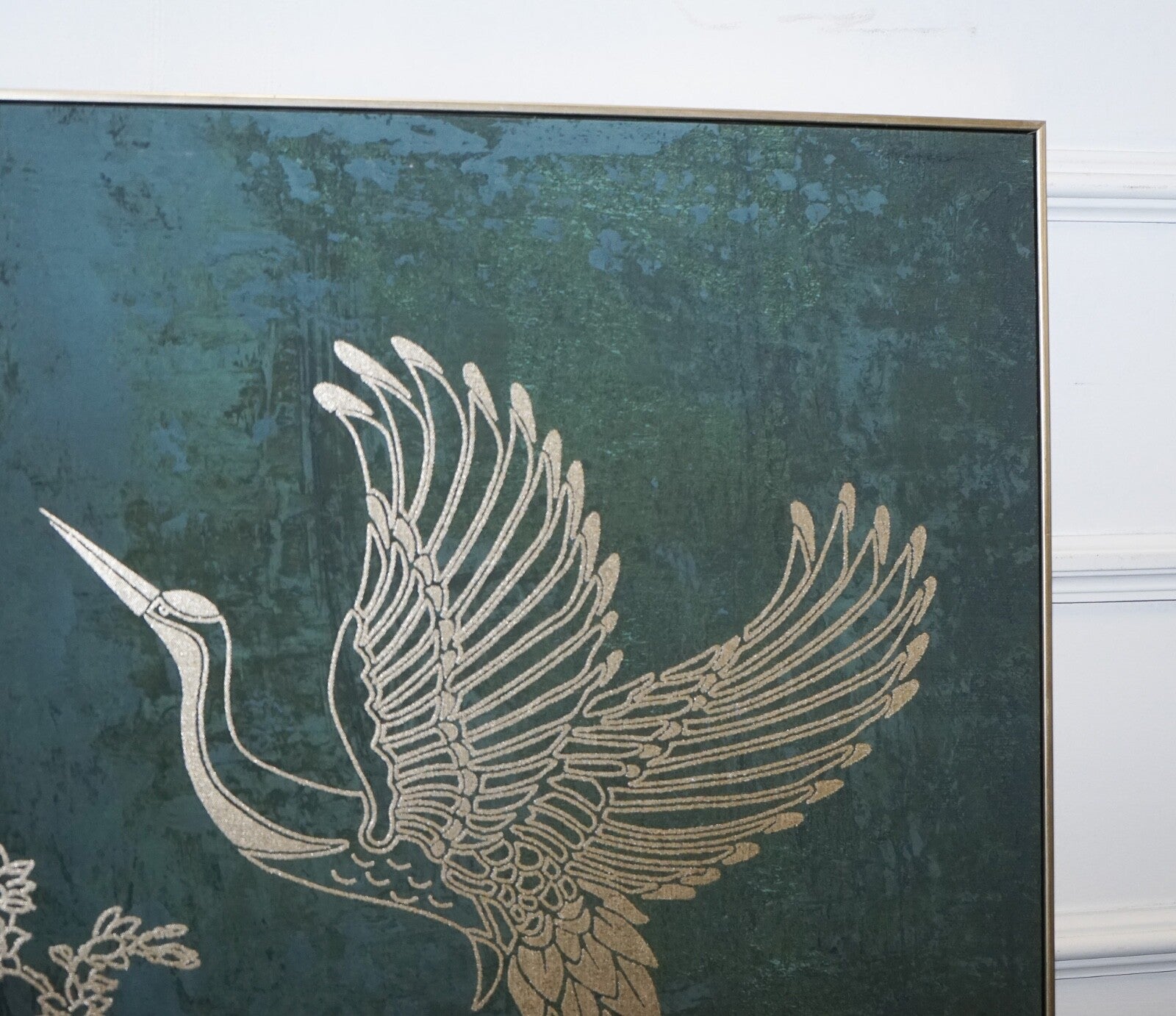LOVELY PAIR OF PEACOCK ROOM ART PRINTS WALL DECOR TORQUOISE AND GOLD FRAMES