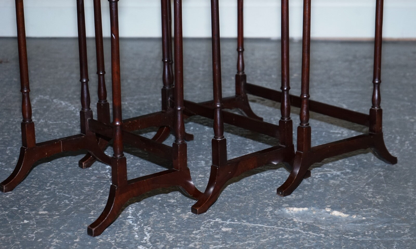 VICTORIAN NEST OF THREE NESTING TABLES SIDE TABLES WITH BAMBOO LEGS
