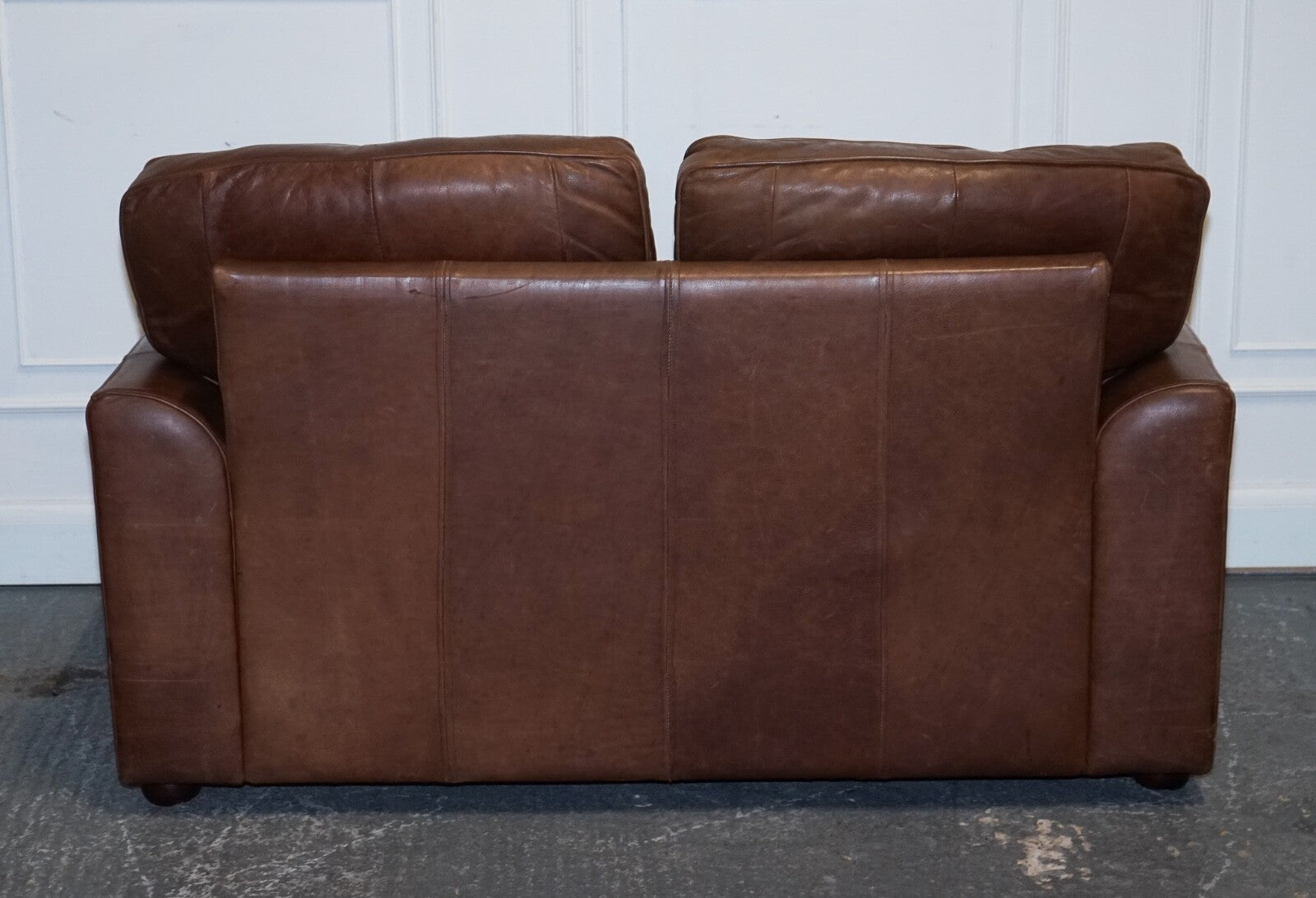 VINTAGE HALO TWO SEATER  BROWN  LEATHER SOFA