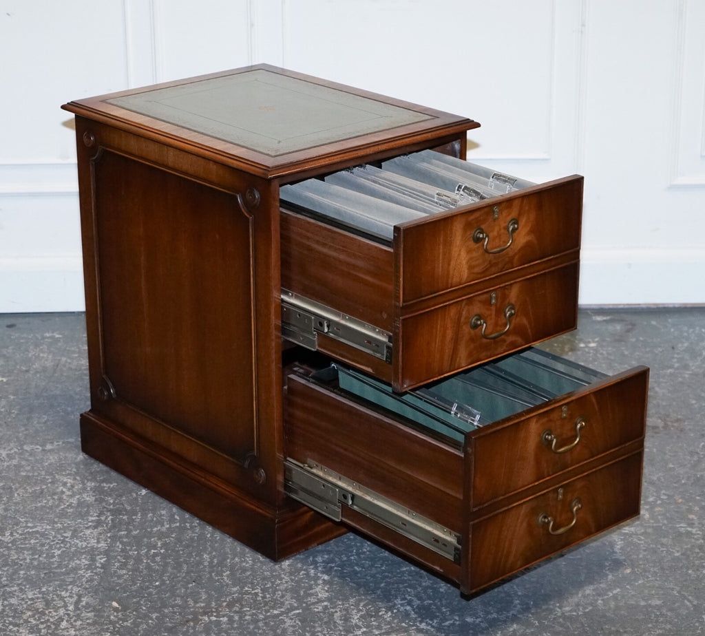 BEVAN FUNNELL FILLING CABINET RARE SAGE BLUE LEATHER VARIOUS SIZE FOLDERS