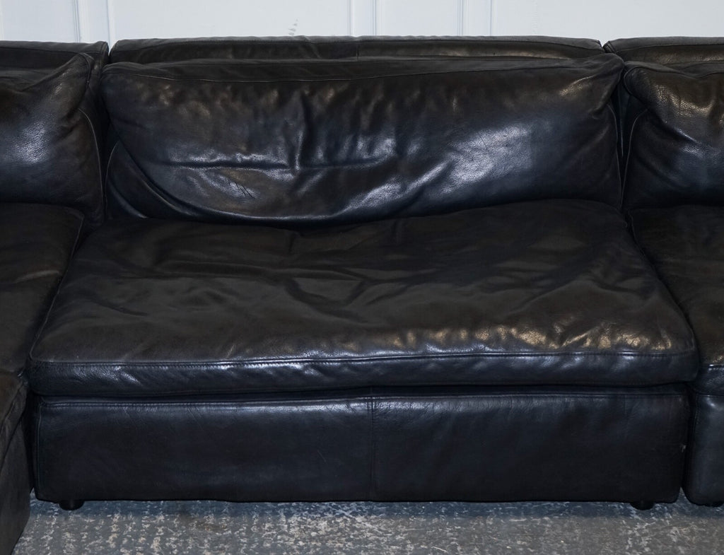 TIMOTHY OULTON ZENNA SECTIONAL GREY LEATHER SOFA FEATHER FILLED CUSHION RRP £10K