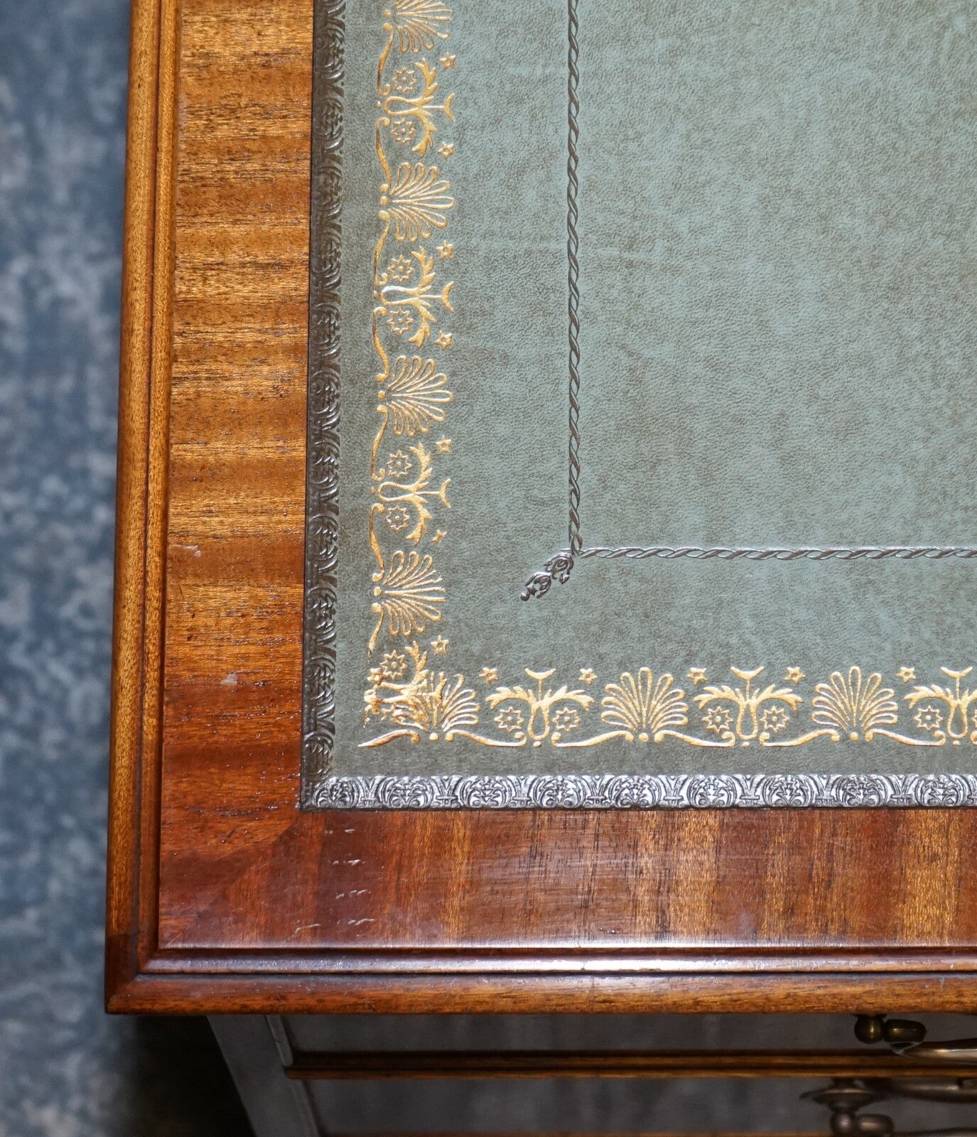 BEVAN FUNNELL FILLING CABINET RARE SAGE BLUE LEATHER VARIOUS SIZE FOLDERS