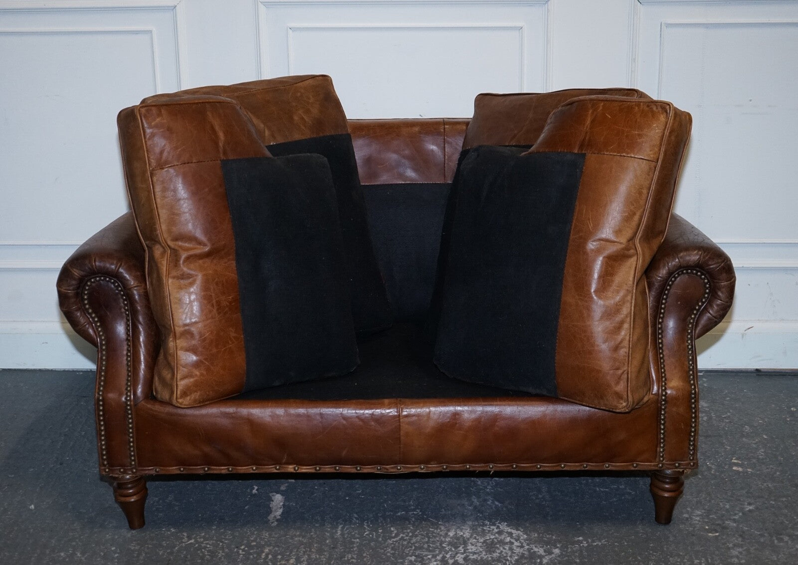 VINTAGE HALO TIMOTHY OULTON BALMORAL TWO SEATER BROWN HERITAGE LEATHER SOFA