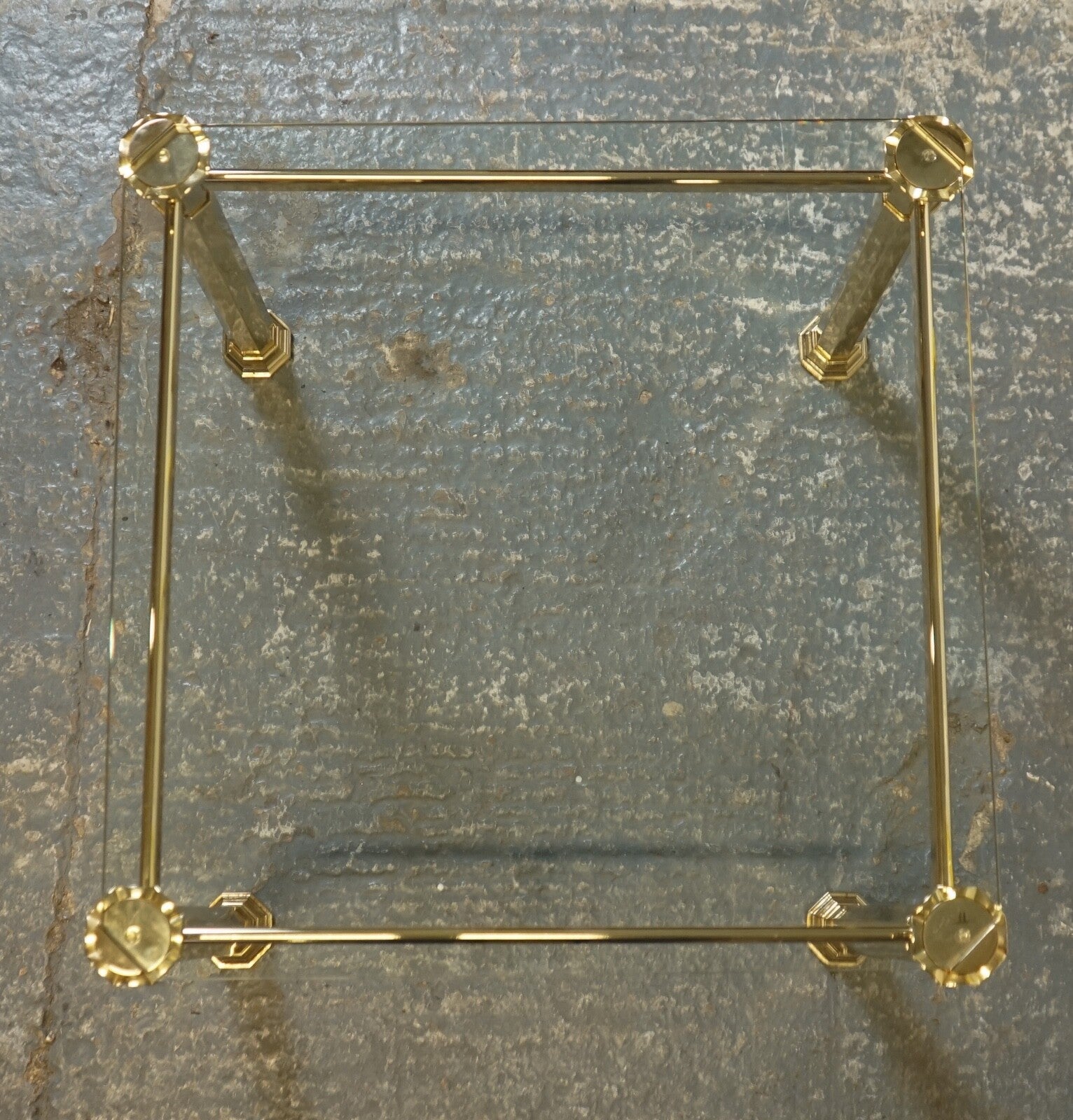 SET OF 1970'S HOLLYWOOD REGENCY GOLDEN BRASS GLASS NEST OF TABLES SIDE TABLE  J1
