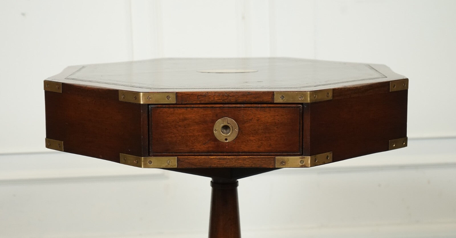 REVOLVING MILITARY CAMPAIGN REGENCY STYLE DRUM SIDE END TABLE BEVAN FUNNELL