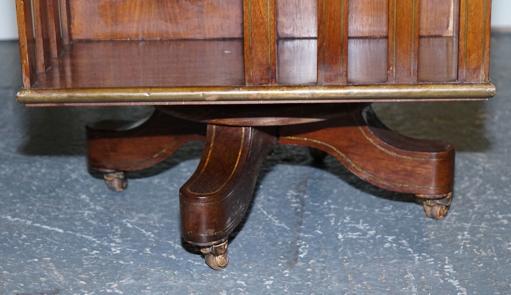RESTORED FRENCH MILITARY CAMPAIGN BRASS INLAID REVOLVING BOOKCASE