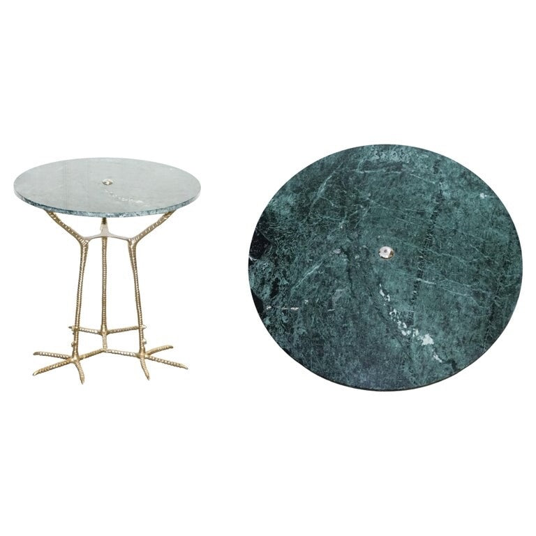 BEAUTIFUL SHOWROOM GREEN MARBLE GOLD BIRD FEET DISPLAY SiDE PLANT LAMP TABLE