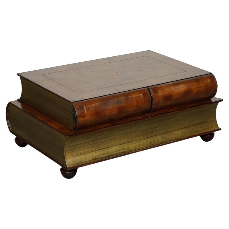 VINTAGE THEODORE ALEXANDER SCHOLARS STACK LIBRARY BOOKCASES COFFEE TABLE DRAWER