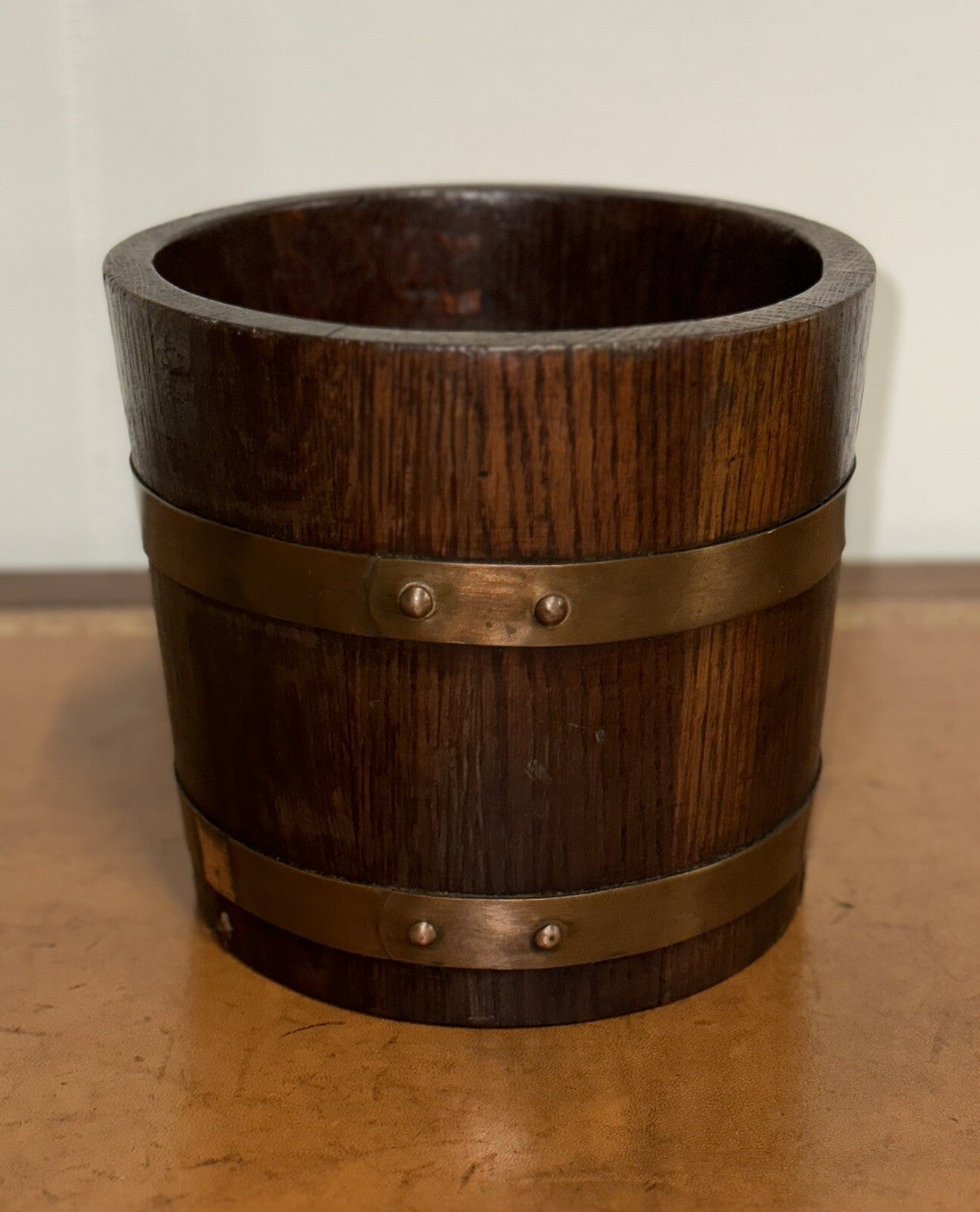R A LISTER & CO OAK 1900s EDWARDIAN BUCKET WITH BRASS BRACES
