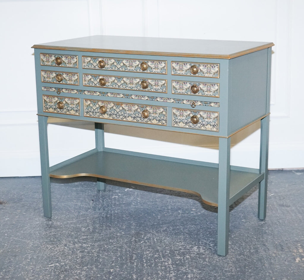 EUCALYPTUS GREEN & GOLD CONSOLE TABLE SIDEBOARD STRAWBERRY THIEF WILLIAM MORRIS