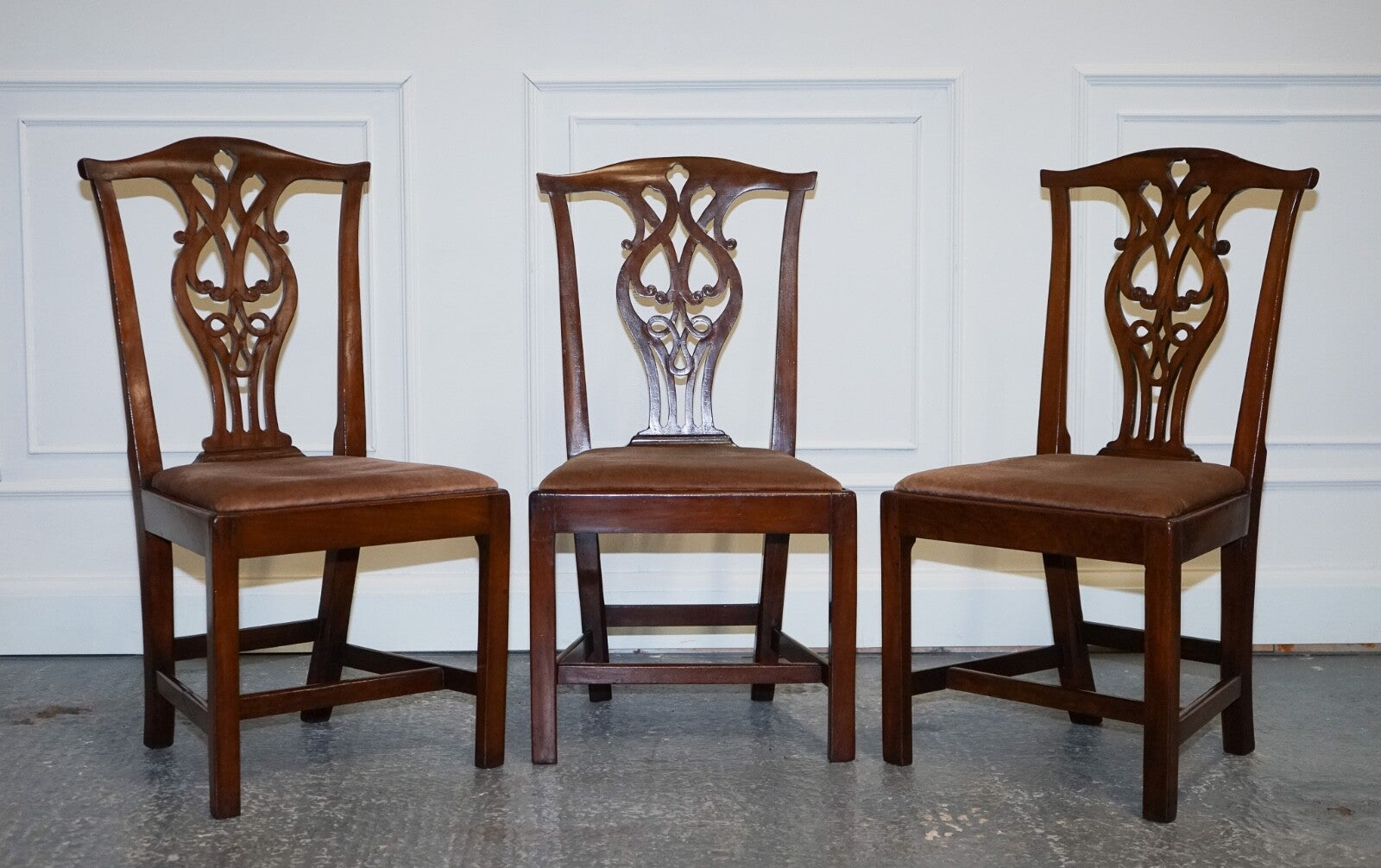 LOVELY CHIPPENDALE STYLE SET OF 6 DINING CHAIRS H FRAME