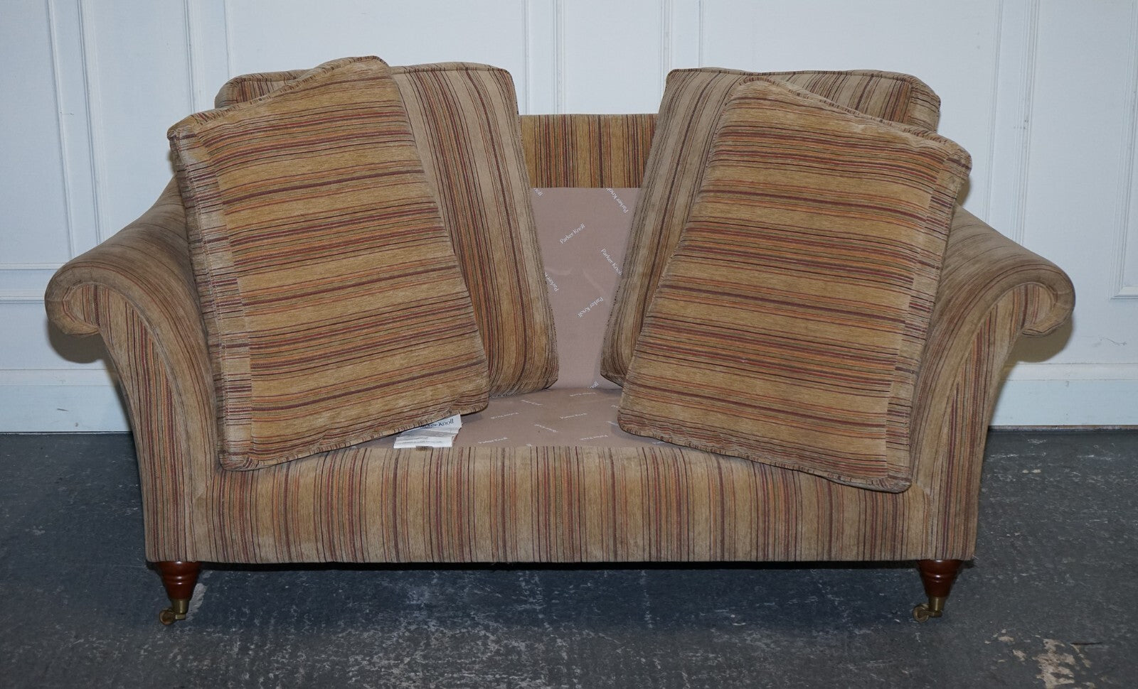 VINTAGE PARKER KNOLL WESTBURY 2 SEATER FABRIC SOFA WITH CASTOR FEET
