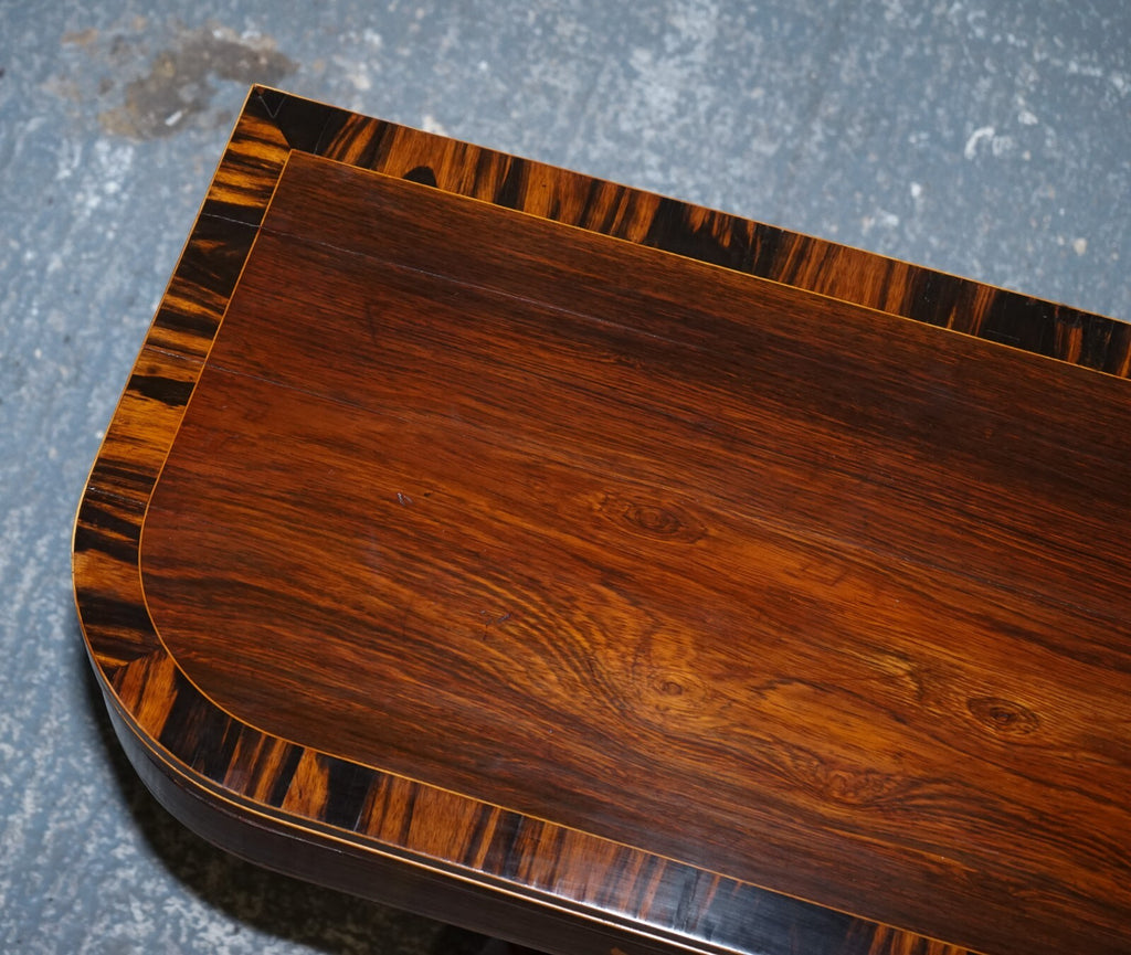 FULLY RESTORED GEORGIAN GAMES CARD FOLDING TABLE ON ORIGINAL BRASS CASTORS