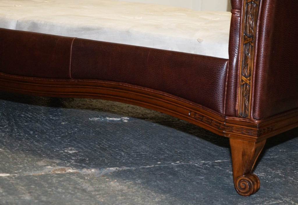 STUNNING KING SIZE BONAPARTE CARVED LEATHER BED AND SO TO BED RRP £14,000