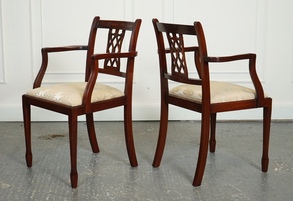 HEPPLEWHITE STYLE BEVAN FUNNELL SET 5 DINING CHAIRS CREAM UPHOLSTERED SEATS J1