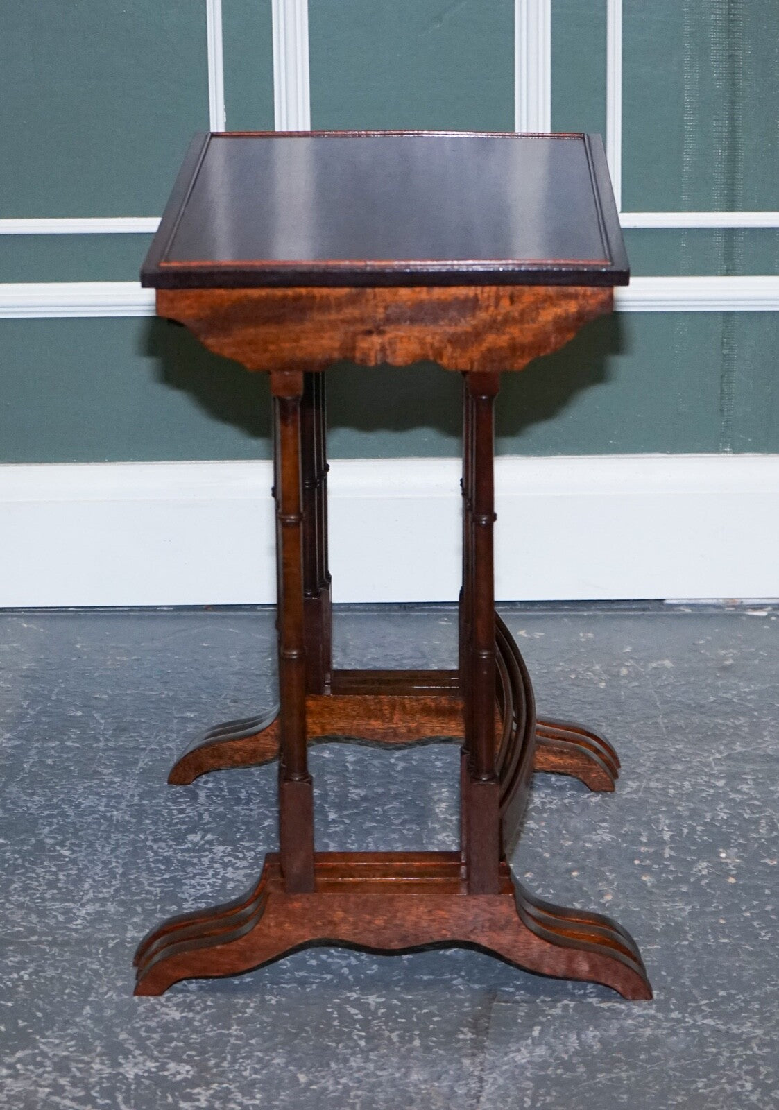 GEORGIAN NEST OF FOUR NESTING TABLES SIDE TABLES WITH BAMBOO LEGS