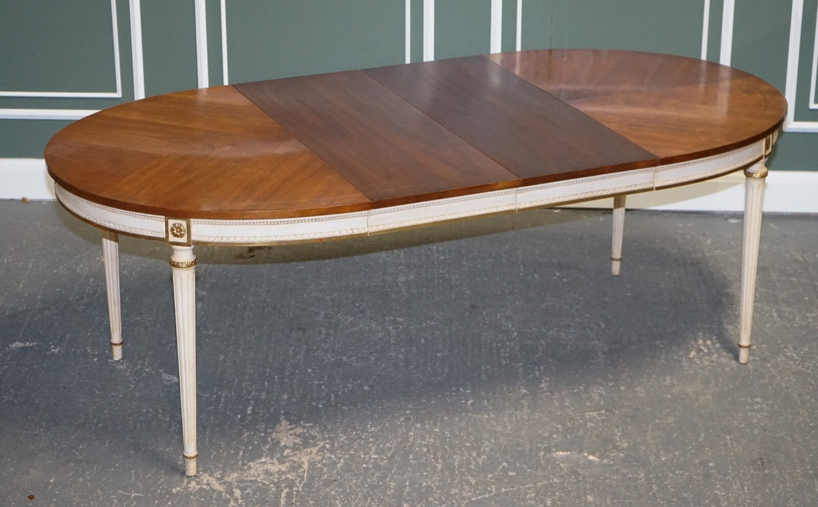KINDEL FURNITURE CHERRYWOOD & HANDPAINTED GILDWOOD EXTENDABLE DINING TABLE