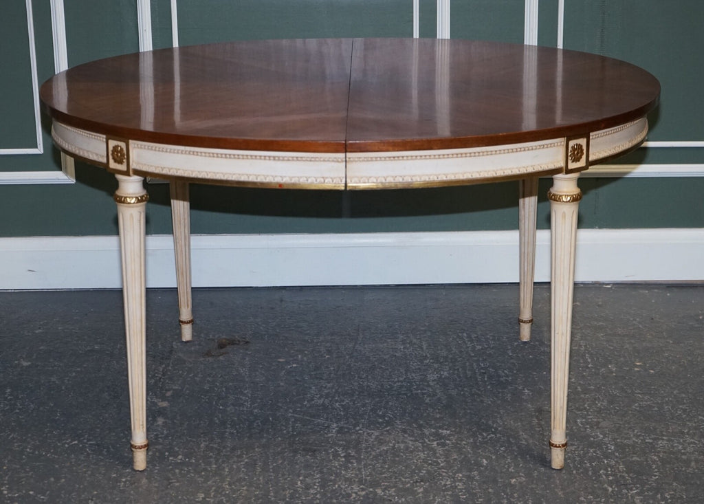 KINDEL FURNITURE CHERRYWOOD & HANDPAINTED GILDWOOD EXTENDABLE DINING TABLE