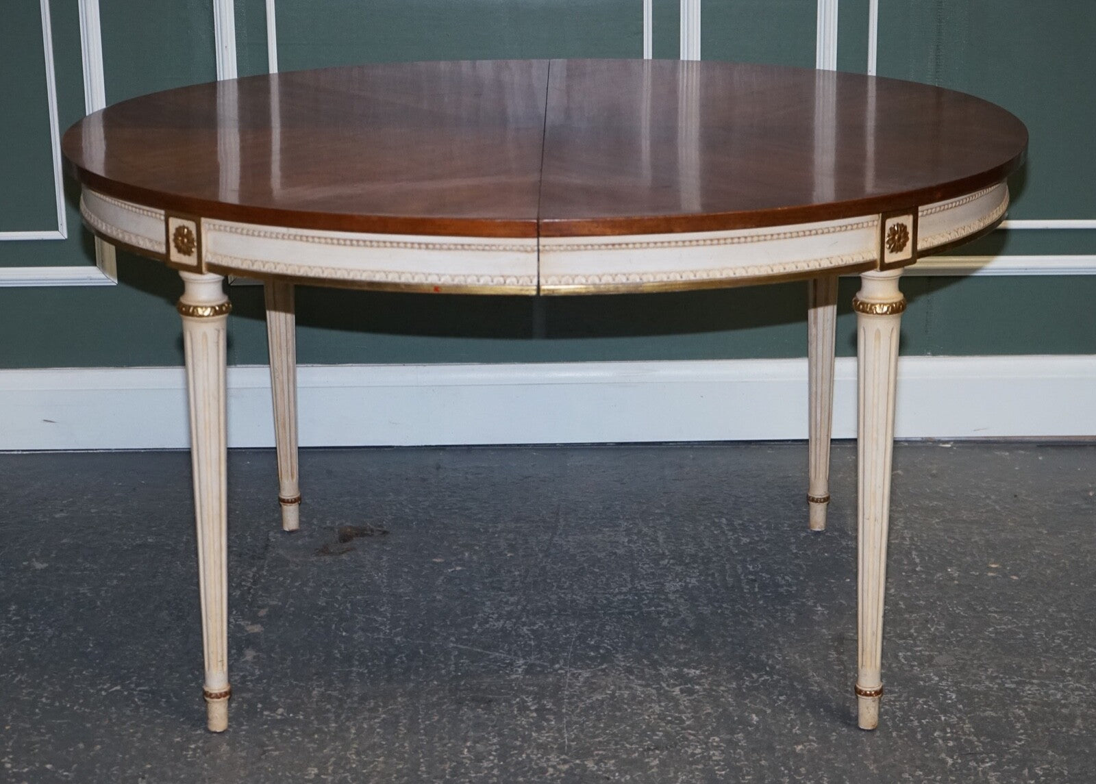 KINDEL FURNITURE CHERRYWOOD & HANDPAINTED GILDWOOD EXTENDABLE DINING TABLE