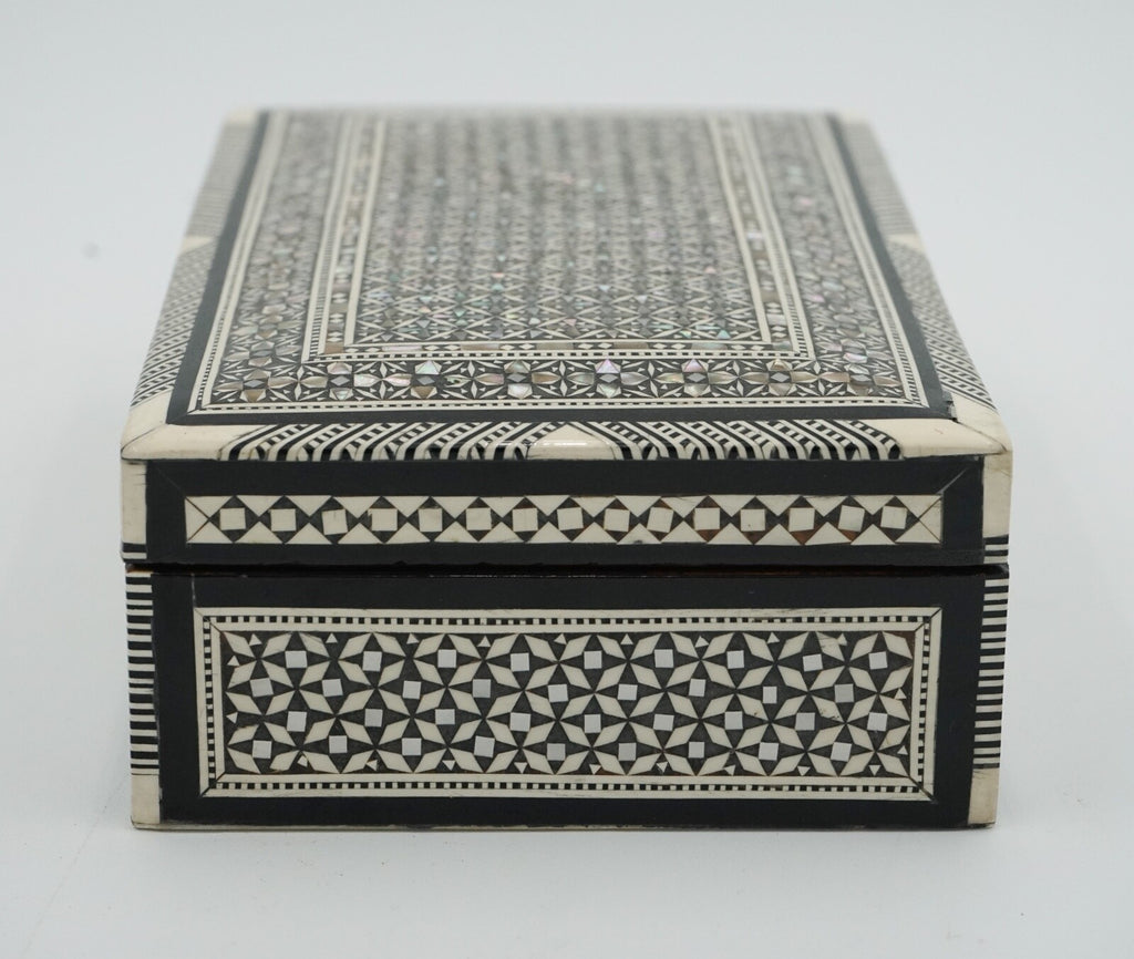 MOORISH MICRO MOSAIC INLAID MOTHER OF PEARL TRINKET JEWELLERY STORAGE BOX