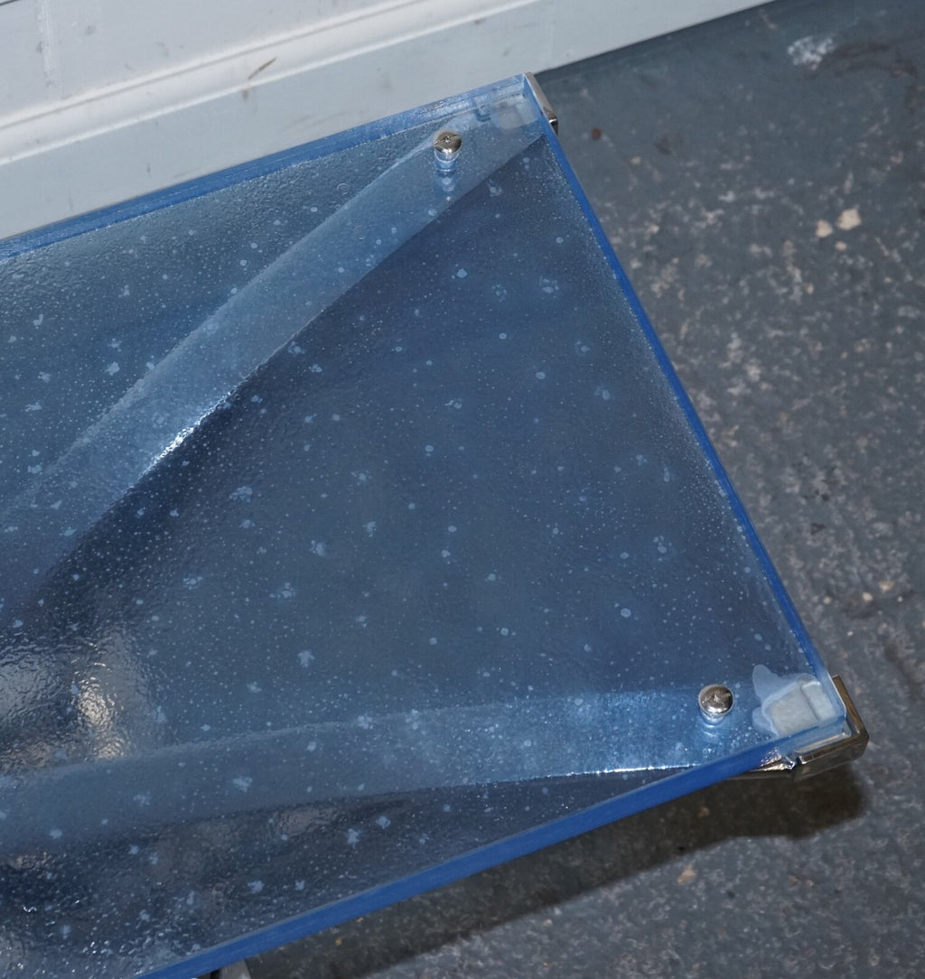 RARE CUSTOM HAND MADE GLASS MARINE GRADE STAINLESS STEEL COFFEE TABLE BY SOLIART