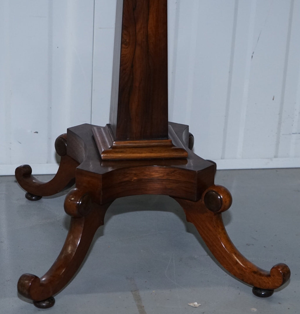 STUNNING REGENCY ROSEWOOD WORK TABLE WITH DROP LEAVES AND TWO DRAWERS