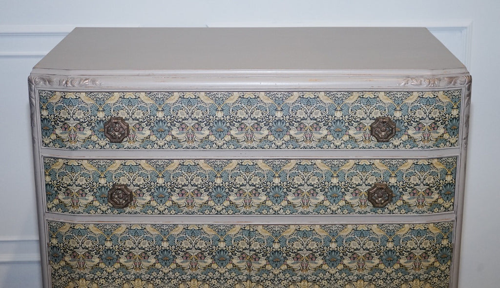 1930s WARING & GILLOW HAND PAINTED CHEST OF DRAWERS CUPBOARD WILLIAM MORRIS