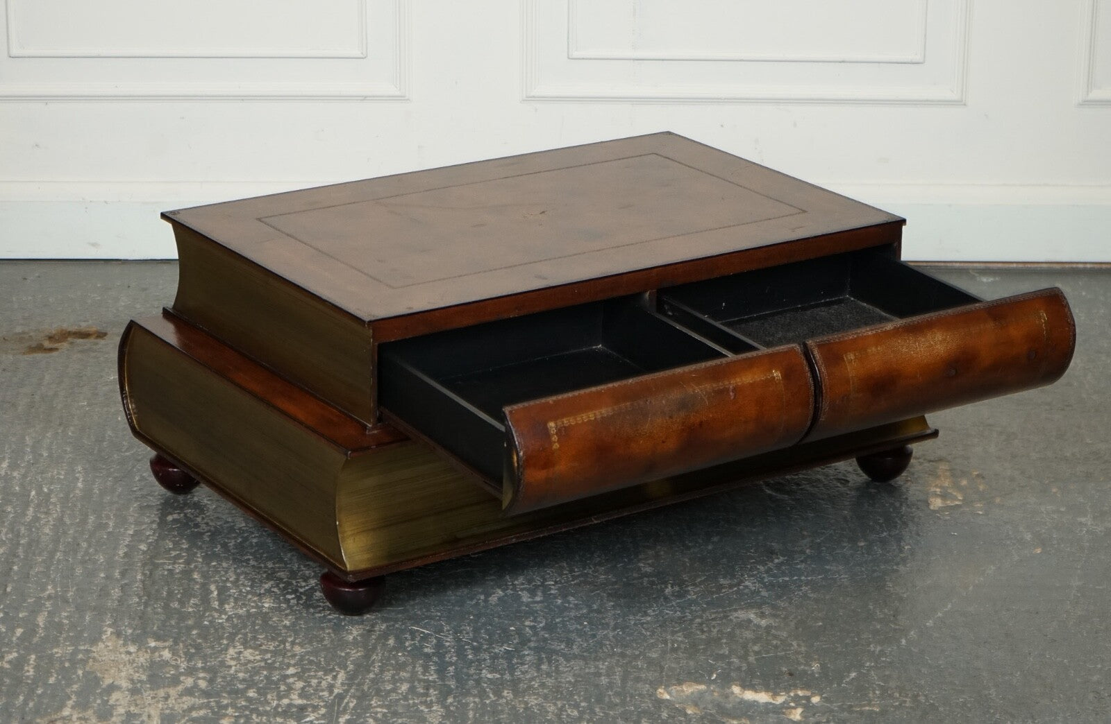 VINTAGE THEODORE ALEXANDER SCHOLARS STACK LIBRARY BOOKCASES COFFEE TABLE DRAWER