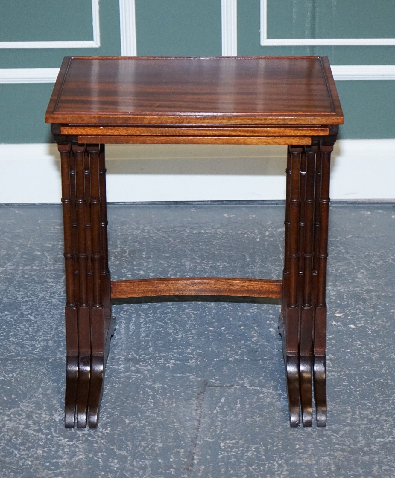 GEORGIAN NEST OF FOUR NESTING TABLES SIDE TABLES WITH BAMBOO LEGS