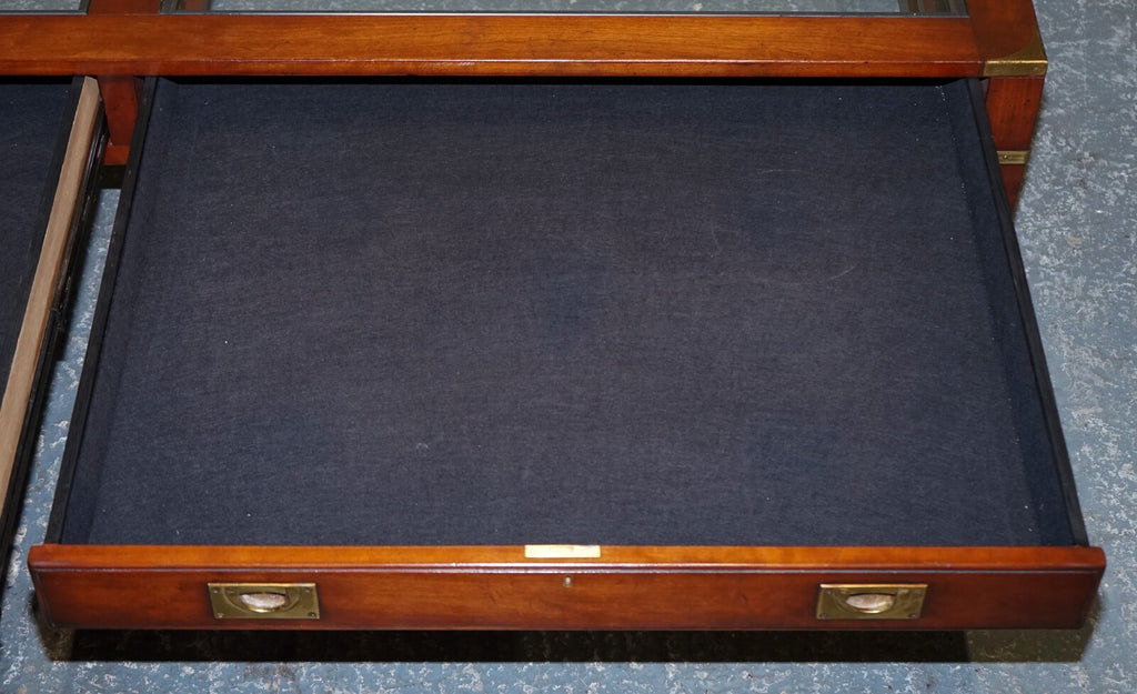 VERY LARGE COFFEE TABLE WITH INLAID GLASS PANELS  MADE BY KENNEDY HARRODS