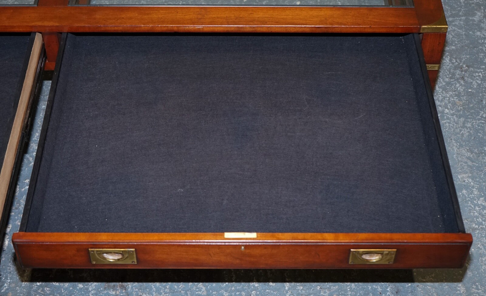 VERY LARGE COFFEE TABLE WITH INLAID GLASS PANELS  MADE BY KENNEDY HARRODS