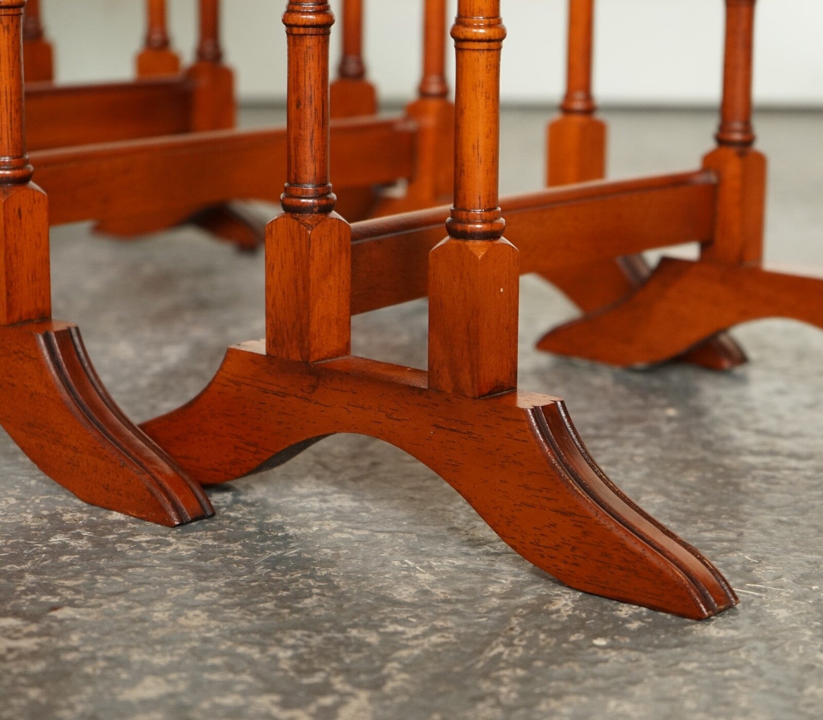 BEVAN FUNNELL YEW WOOD FAUX BAMBOO NEST OF FOUR TABLES