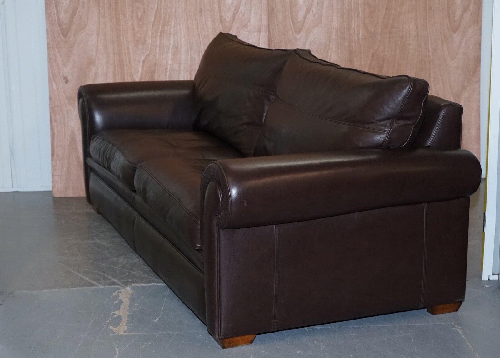 HARRODS DIVINE DURESTA GARRICK 3 SEATER BROWN LEATHER FEATHER FILLED RRP £5,000