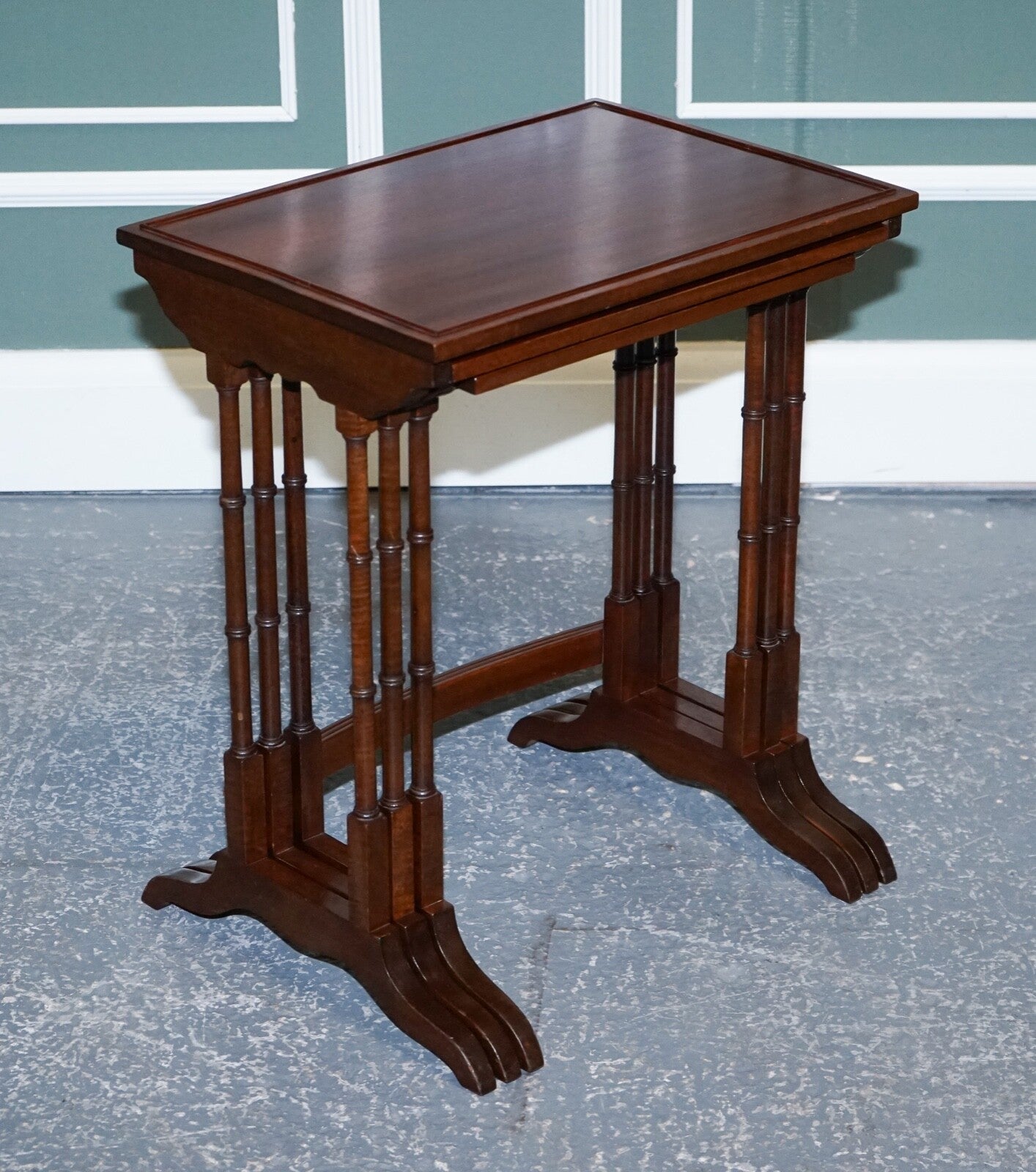 GEORGIAN NEST OF FOUR NESTING TABLES SIDE TABLES WITH BAMBOO LEGS