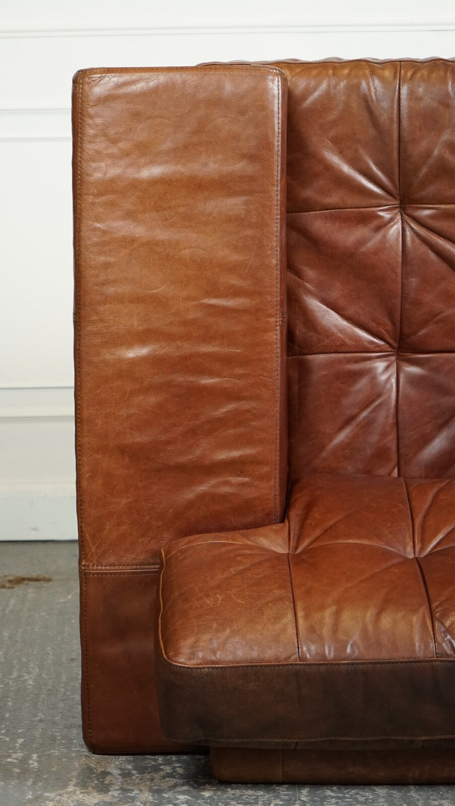 RETRO HALO TiMOTHY OULTON BROWN LEATHER SOFA