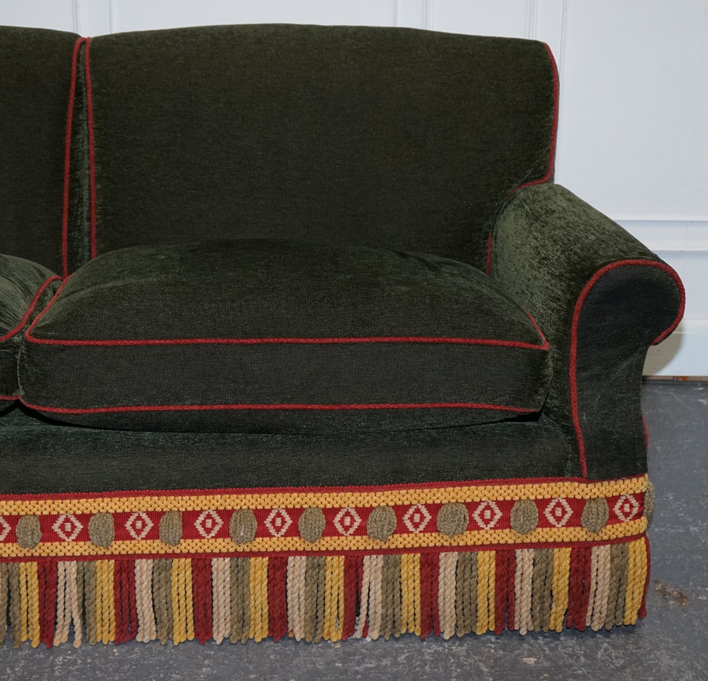 PETER DUDGEON BRITISH HANDMADE GREEN FABRIC HOWARD STYLE 3 SEATER SOFA RRP£12000