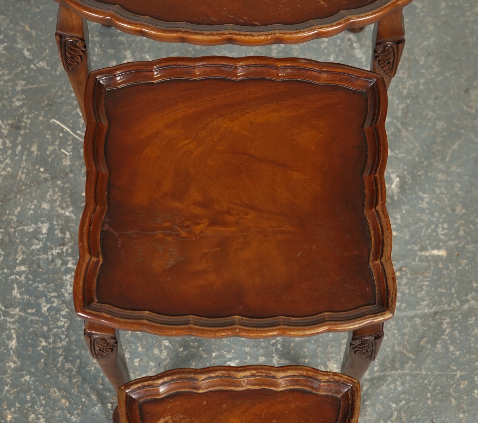 VINTAGE BEVAN FUNNEL NEST OF TABLES WITH PIE CRUST TOP J1
