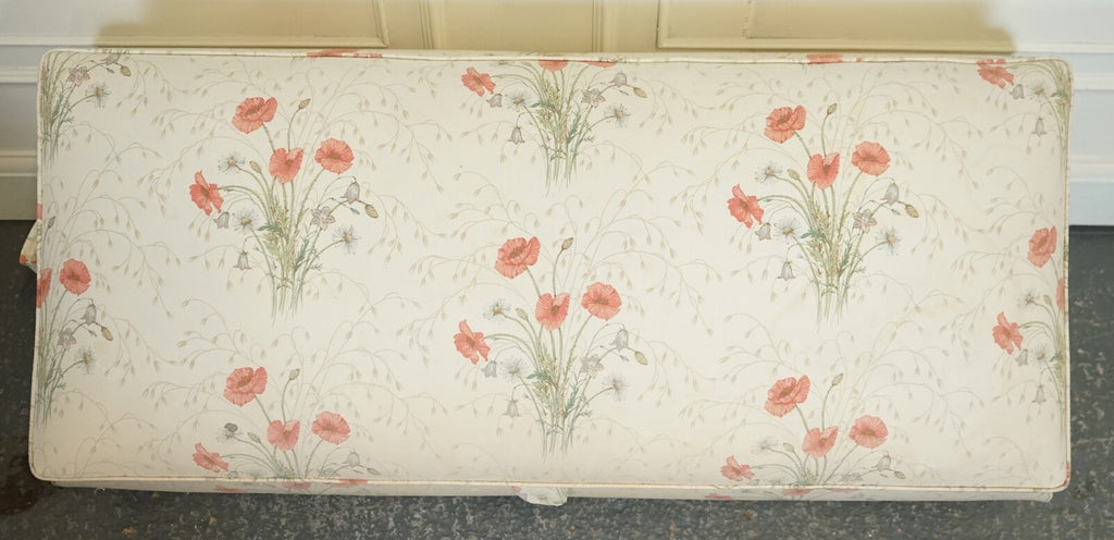 LARGE ANTIQUE VICTORIAN POPPY FLOWER PATTERN FABRIC OTTOMAN CHEST TRUNK  J1