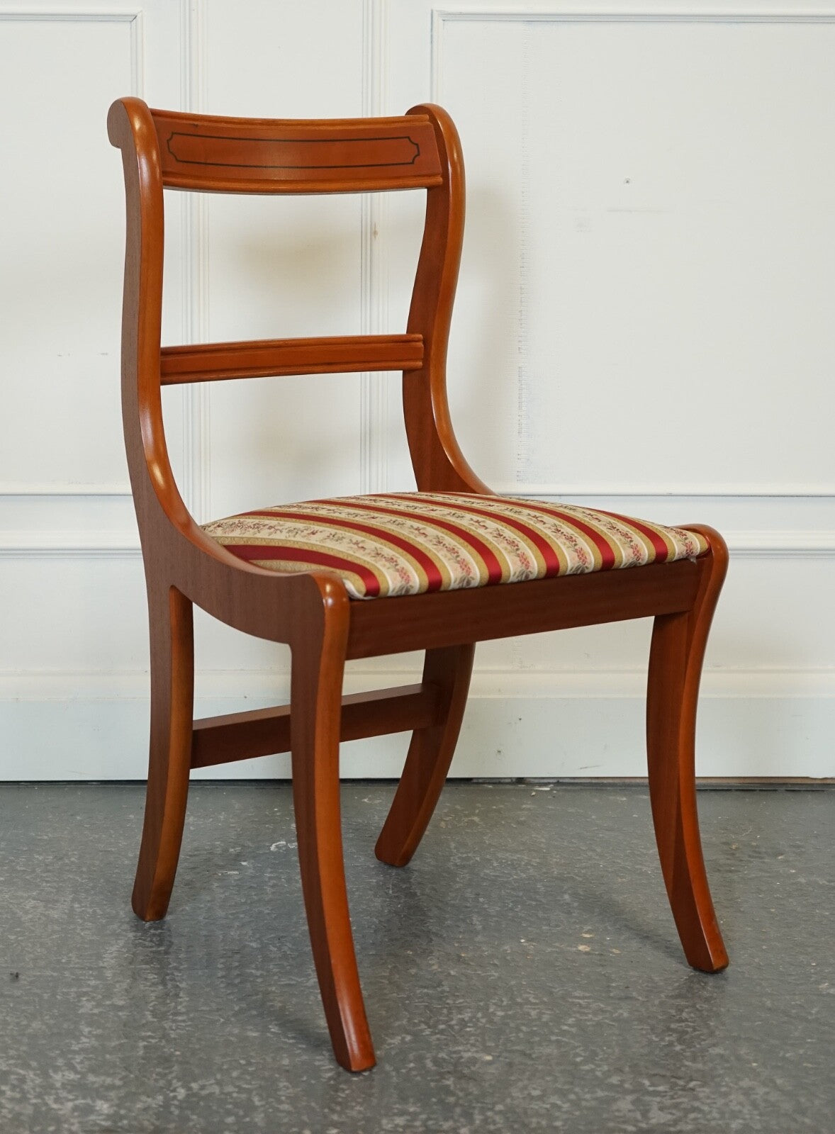 VINTAGE SET OF 8 YEW WOOD DINING CHAIRS J1