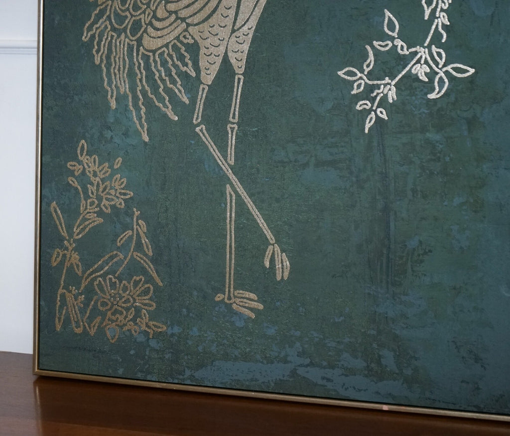 LOVELY PAIR OF PEACOCK ROOM ART PRINTS WALL DECOR TORQUOISE AND GOLD FRAMES