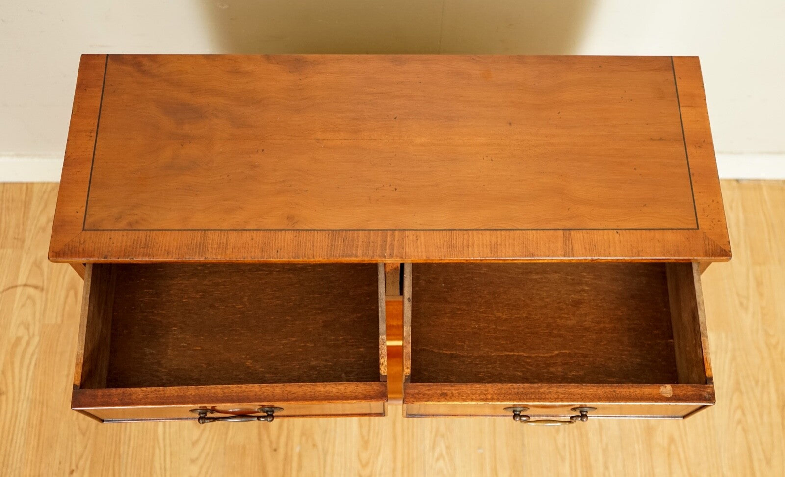 VINTAGE YEW WOOD DWARF OPEN LIBARY BOOKCASE CABINET