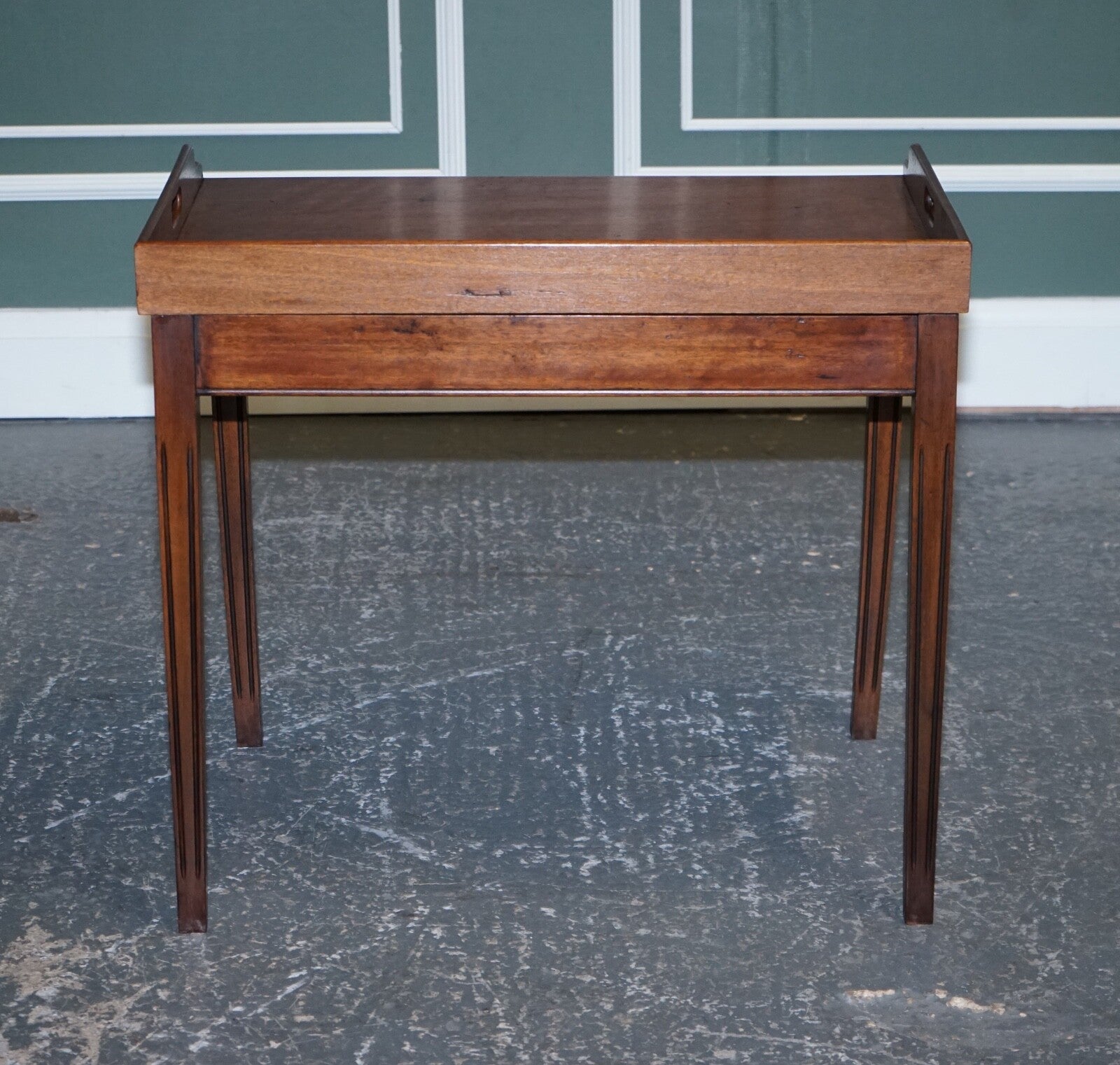 ANTIQUE BUTLERS SERVING TRAY ON STAND MAHOGANY VICTORIAN 19TH CENTURY