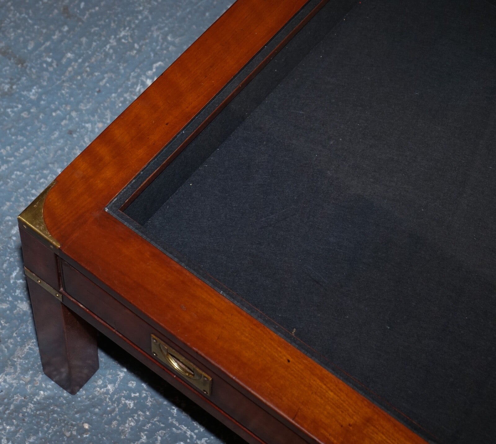 VERY LARGE COFFEE TABLE WITH INLAID GLASS PANELS  MADE BY KENNEDY HARRODS