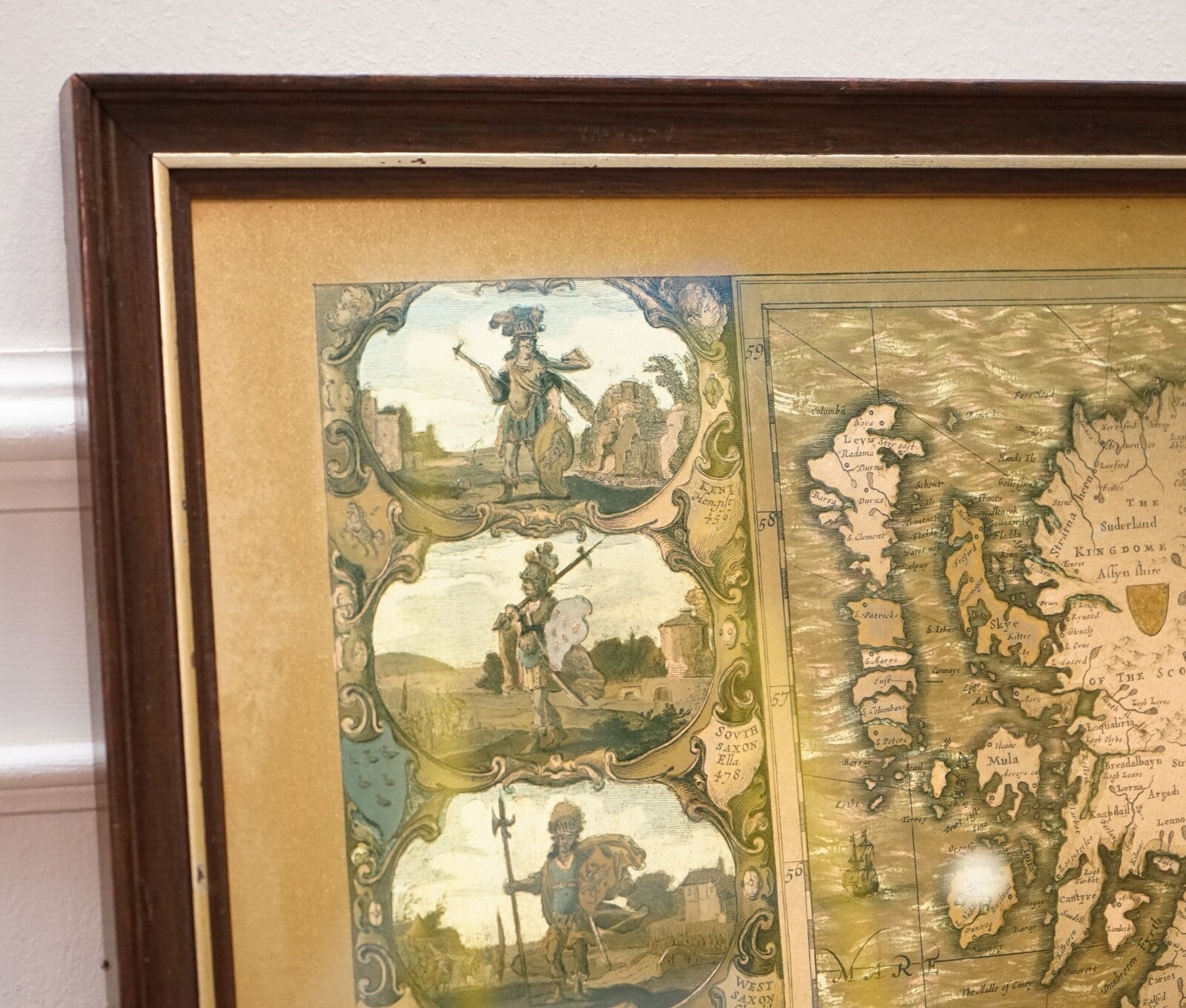 VINTAGE GOLD FOIL MAP OF THE BRITISH ISLES 1646 BY JOANNES JANSSEN