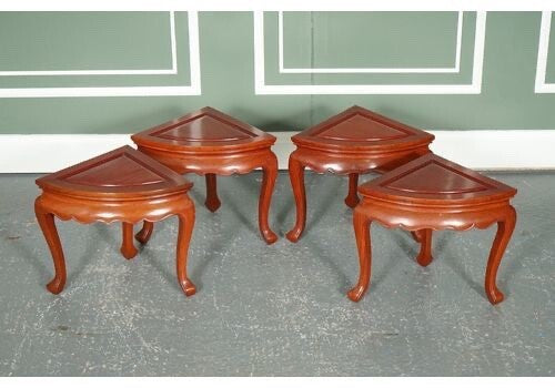 ORIENTAL ASIAN ROSEWOOD TEA TABLE WITH SET OF 4 SEAT