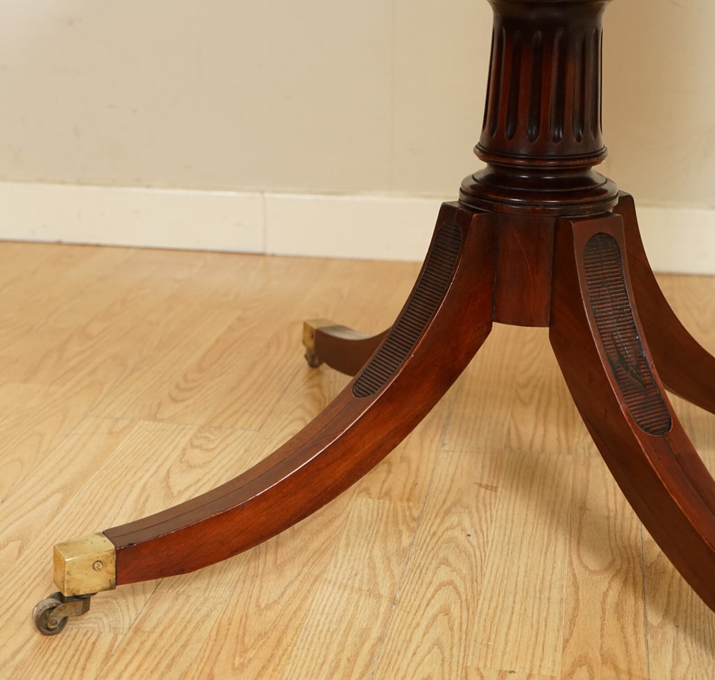 REGENCY STYLE REVOLVING BOOKCASE DRUM TABLE HAND DYED WHISKEY BROWN
